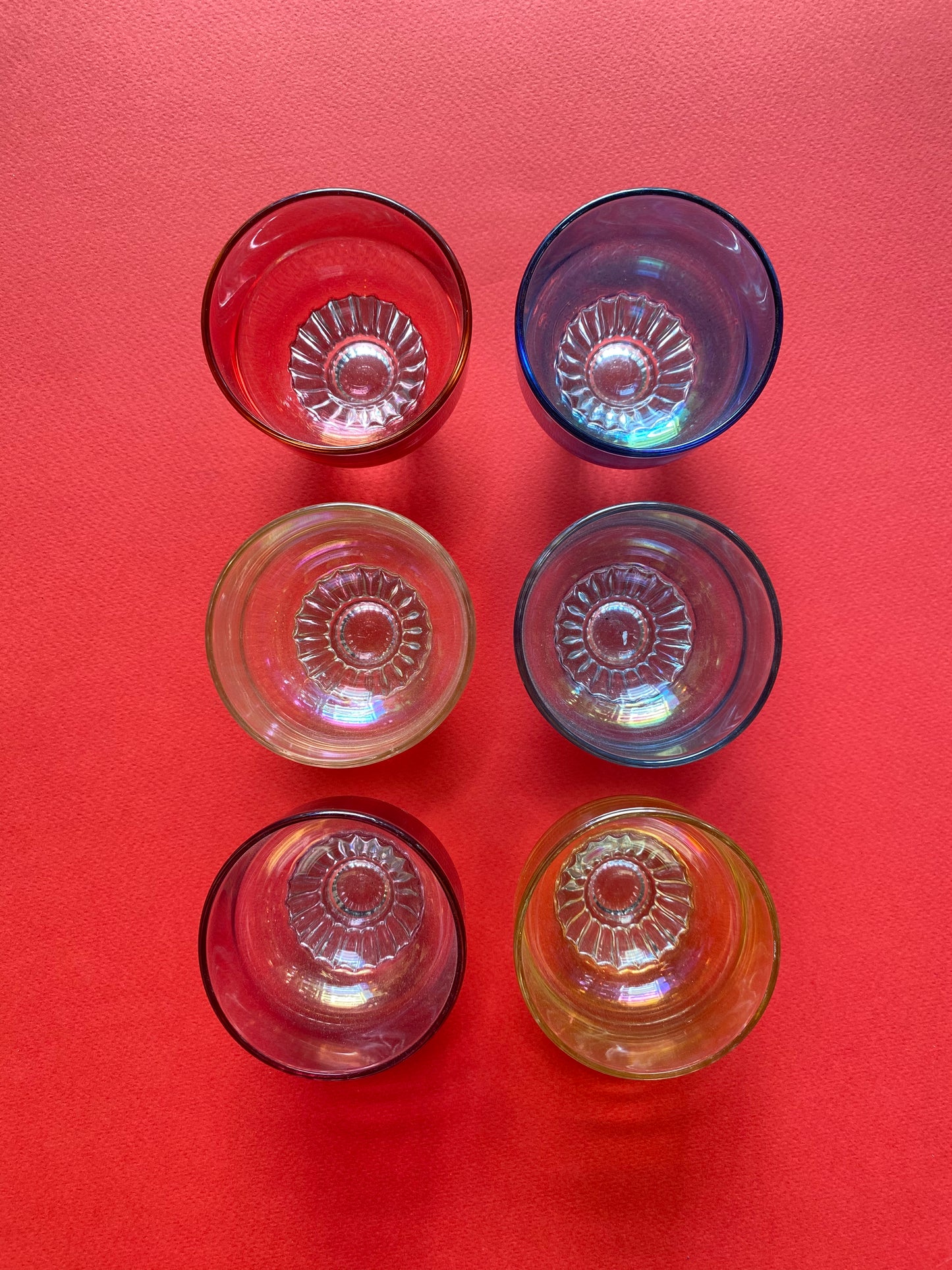 שש כוסות קינוח / אפריטיף צבעוניות