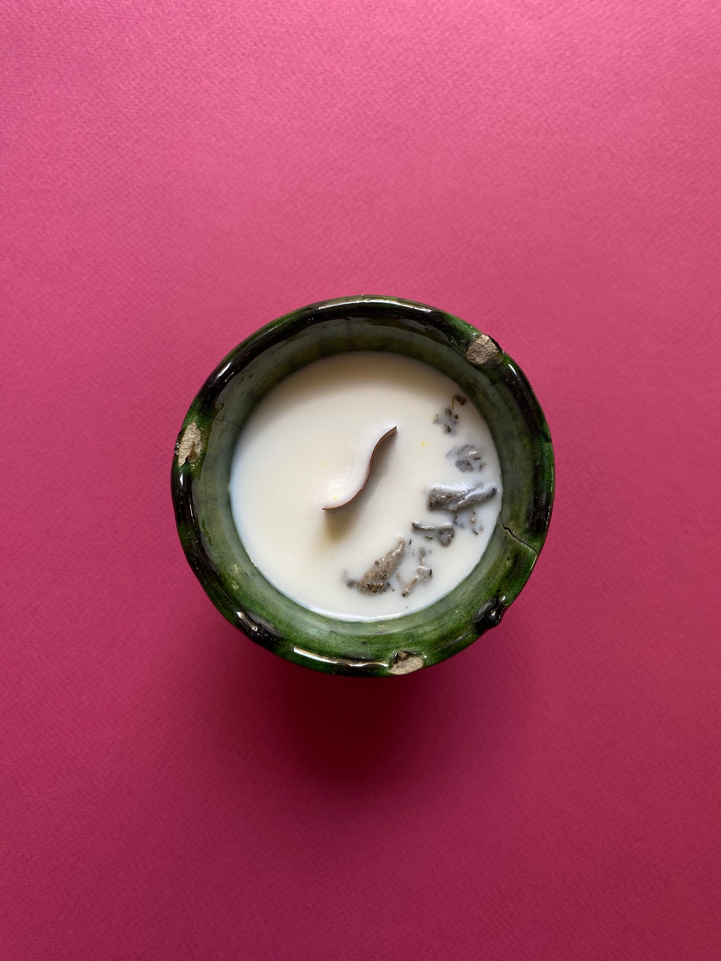 נר פתיל עץ בכלי חרס